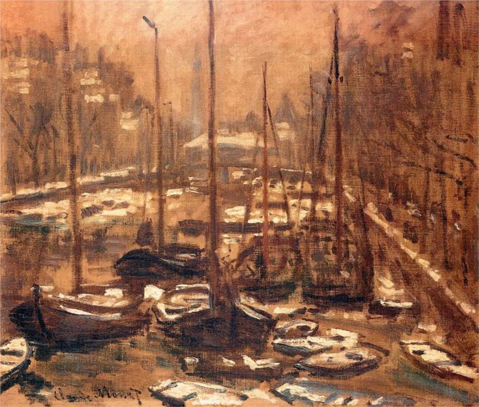 Geldersekade of Amsterdam Invierno - Claude Monet Paintings
